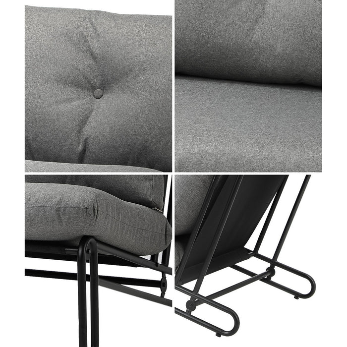 2Pc Outdoor Lounge Chairs Patio Furniture Garden Sofa With Cushions Grey