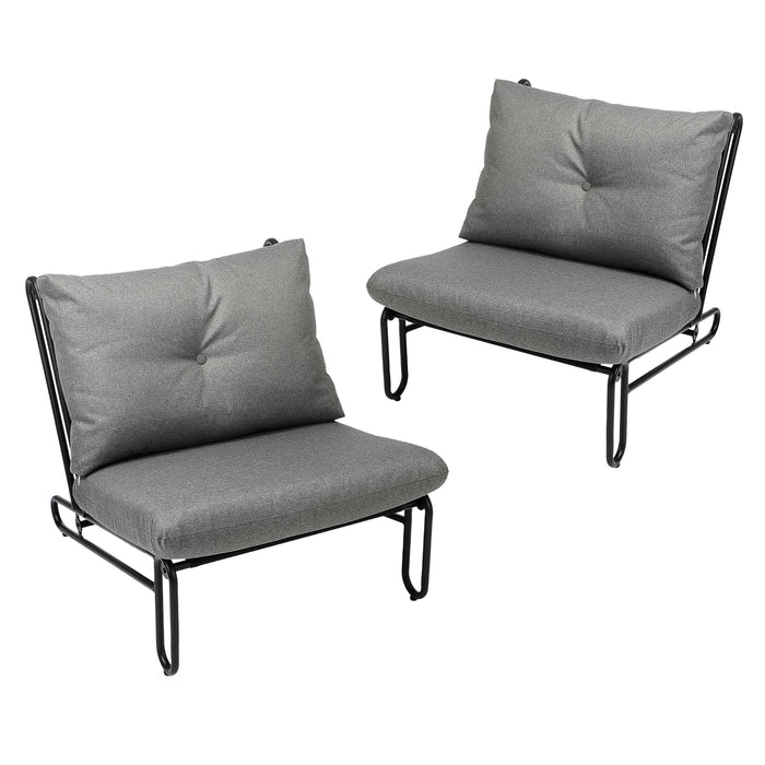 2Pc Outdoor Lounge Chairs Patio Furniture Garden Sofa With Cushions Grey