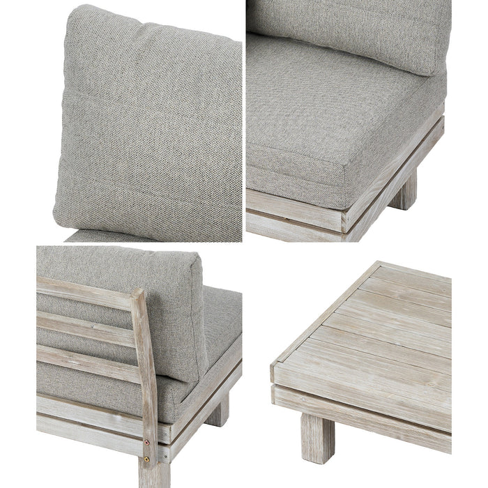 6 Piece Outdoor Furniture Sofa Set Wooden Lounge Setting Chair Table