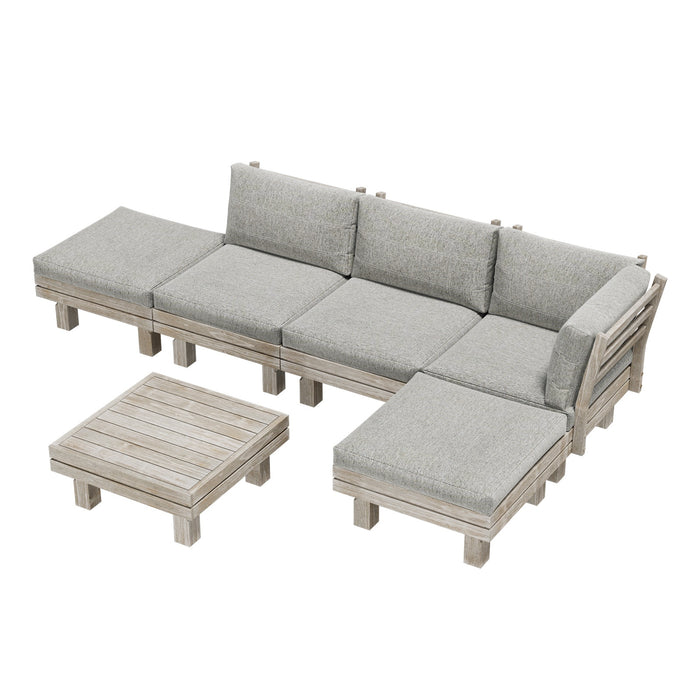 6 Piece Outdoor Furniture Sofa Set Wooden Lounge Setting Chair Table