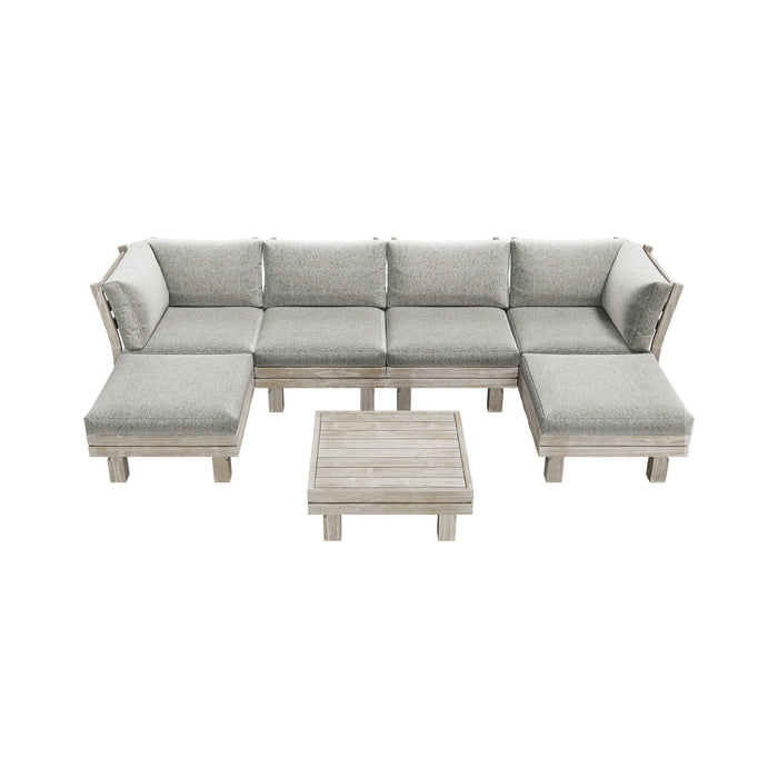 7Pcs Outdoor Sofa Set Wooden Lounge Setting Table Chair Patio Furniture