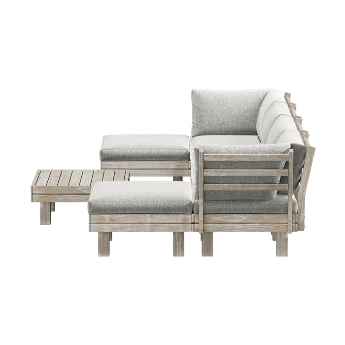 7Pcs Outdoor Sofa Set Wooden Lounge Setting Table Chair Patio Furniture