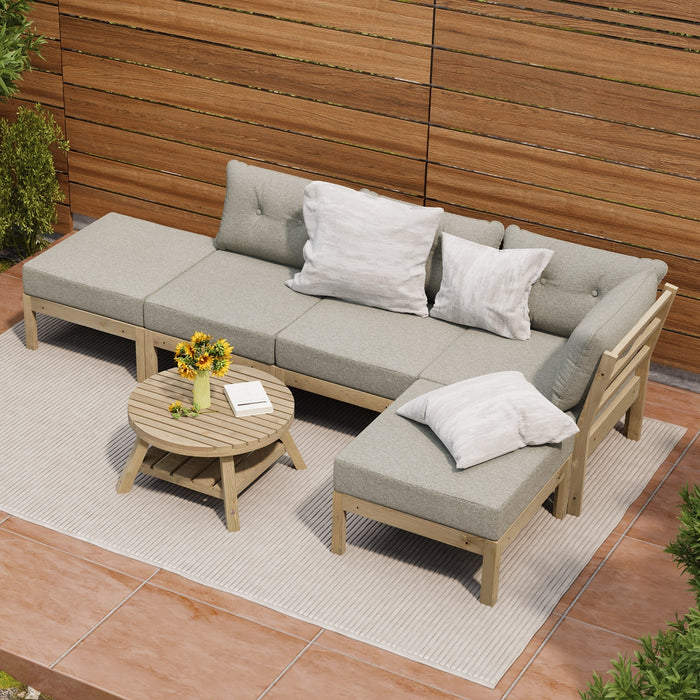 Outdoor Lounge Sofa Set 6 Piece Garden Furniture Dining Table Chairs