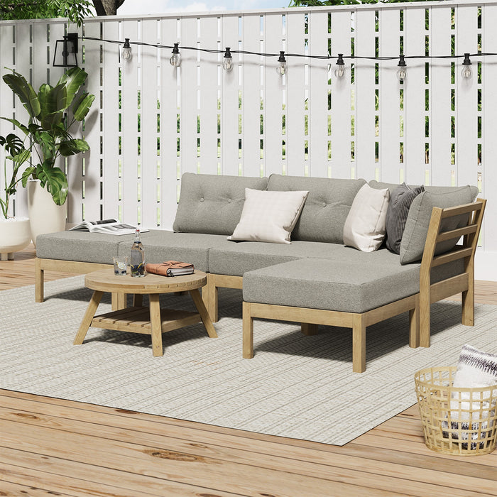 Outdoor Lounge Sofa Set 6 Piece Garden Furniture Dining Table Chairs