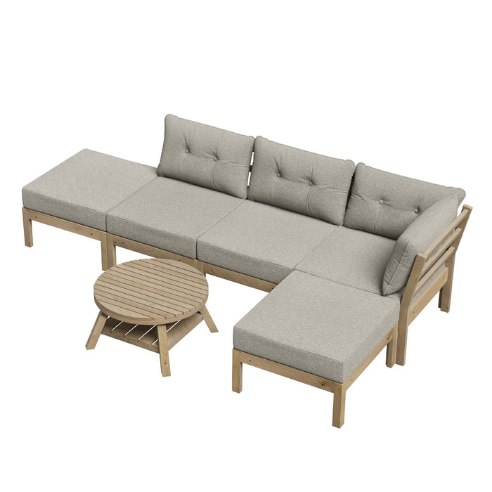 Outdoor Lounge Sofa Set 6 Piece Garden Furniture Dining Table Chairs