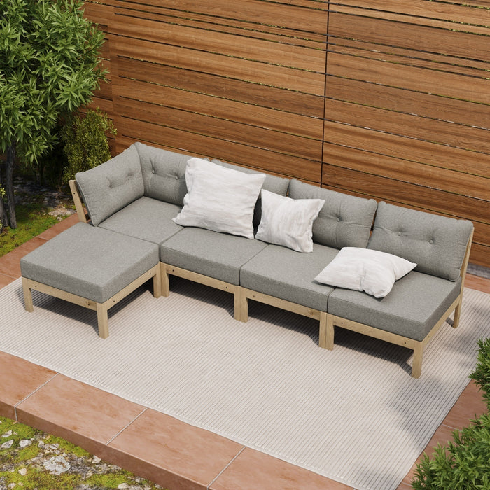 5 Piece Outdoor Sofa Set Lounge Setting Garden Patio Furniture Beige