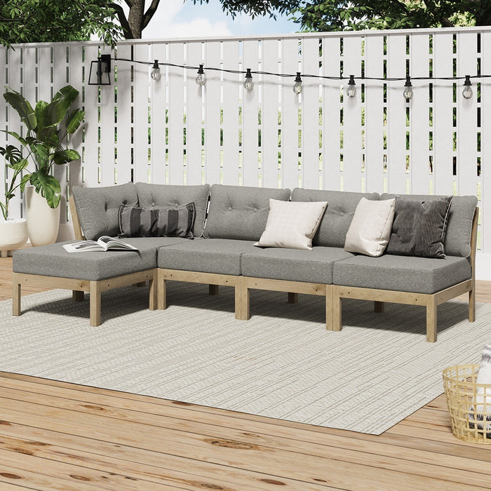 5 Piece Outdoor Sofa Set Lounge Setting Garden Patio Furniture Beige