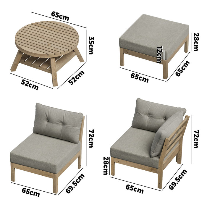 5 Piece Outdoor Furniture Setting Garden Lounge Sofa Table Chairs Patio
