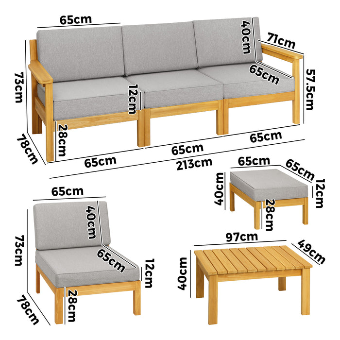 Outdoor Furniture Garden Wooden Sofa Set Patio Furniture Setting 7-Piece
