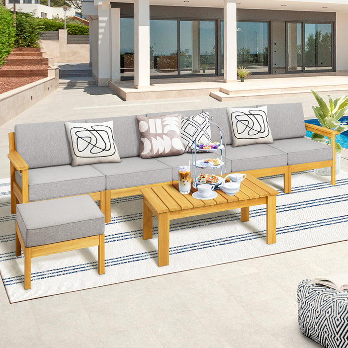 Outdoor Furniture Garden Wooden Sofa Set Patio Furniture Setting 7-Piece