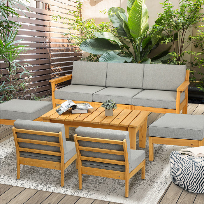 7 Seater Outdoor Lounge Setting Garden Furniture Wooden Sofa Table Set