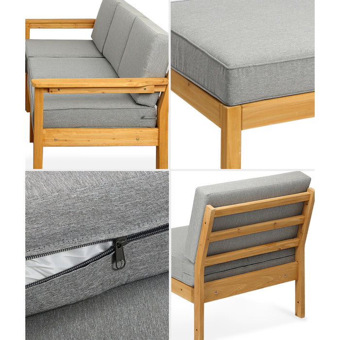 7 Seater Outdoor Lounge Setting Garden Furniture Wooden Sofa Table Set