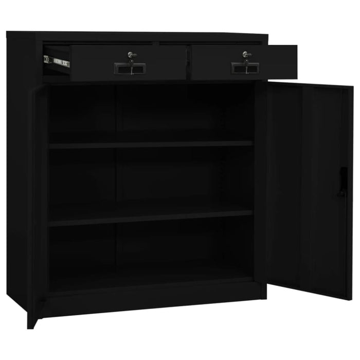 Office Cabinet Black 90x40x102 Cm Steel Ttlaoo