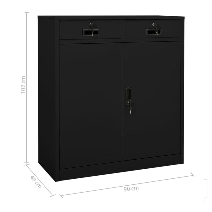 Office Cabinet Black 90x40x102 Cm Steel Ttlaoo