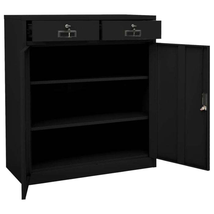 Office Cabinet Black 90x40x102 Cm Steel Ttlaoo
