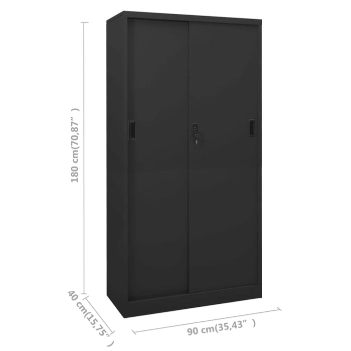 Office Cabinet with Sliding Door Anthracite 90x40x180 Cm