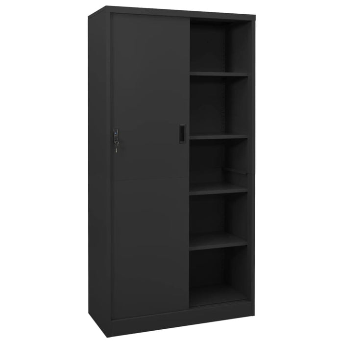 Office Cabinet with Sliding Door Anthracite 90x40x180 Cm