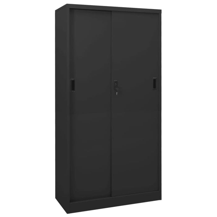 Office Cabinet with Sliding Door Anthracite 90x40x180 Cm