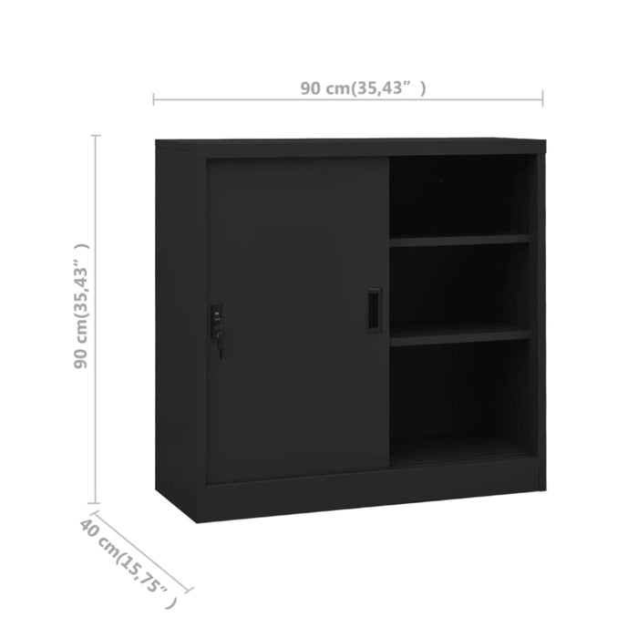 Office Cabinet with Sliding Door Anthracite 90x40x90 Cm
