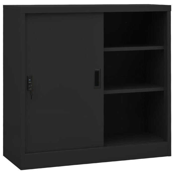 Office Cabinet with Sliding Door Anthracite 90x40x90 Cm