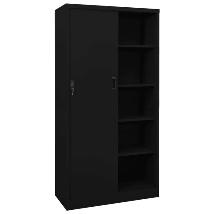 Office Cabinet with Sliding Door Black 90x40x180 Cm Steel