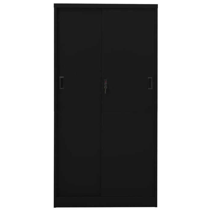 Office Cabinet with Sliding Door Black 90x40x180 Cm Steel