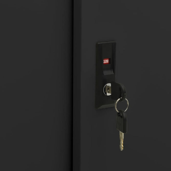 Office Cabinet With Sliding Door Black 90x40x90 Cm Steel