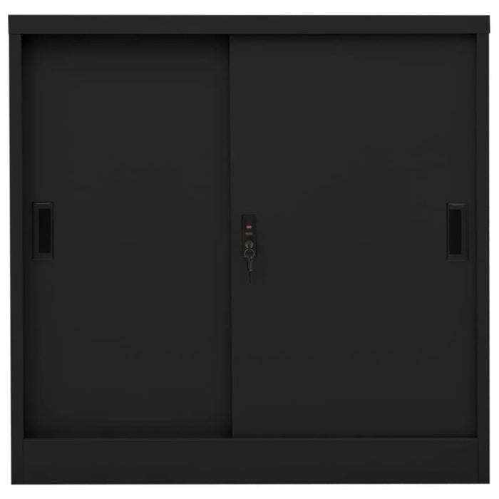 Office Cabinet With Sliding Door Black 90x40x90 Cm Steel