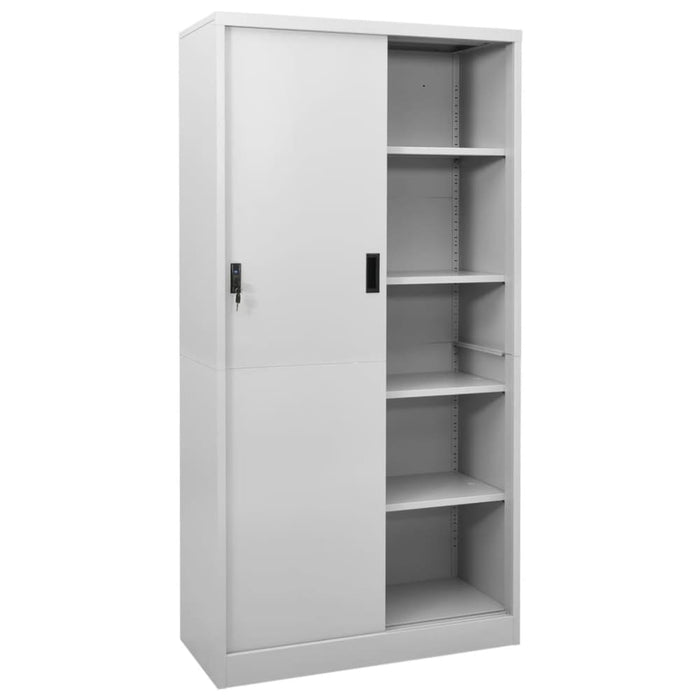 Office Cabinet With Sliding Door Light Grey 90x40x180 Cm