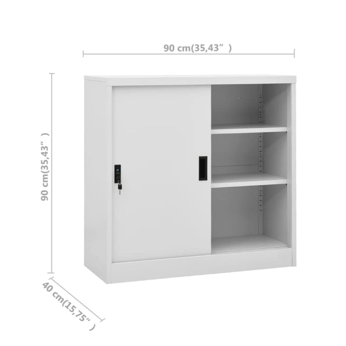 Office Cabinet with Sliding Door Light Grey 90x40x90 Cm