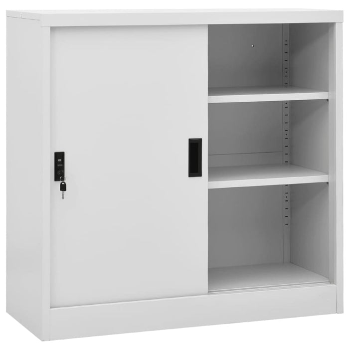 Office Cabinet with Sliding Door Light Grey 90x40x90 Cm