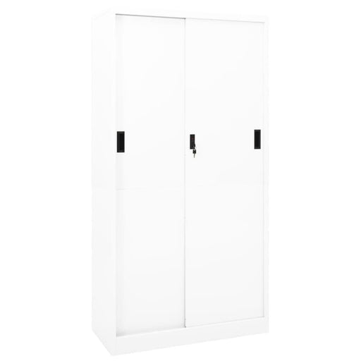 Office Cabinet With Sliding Door White 90x40x180 Cm Steel