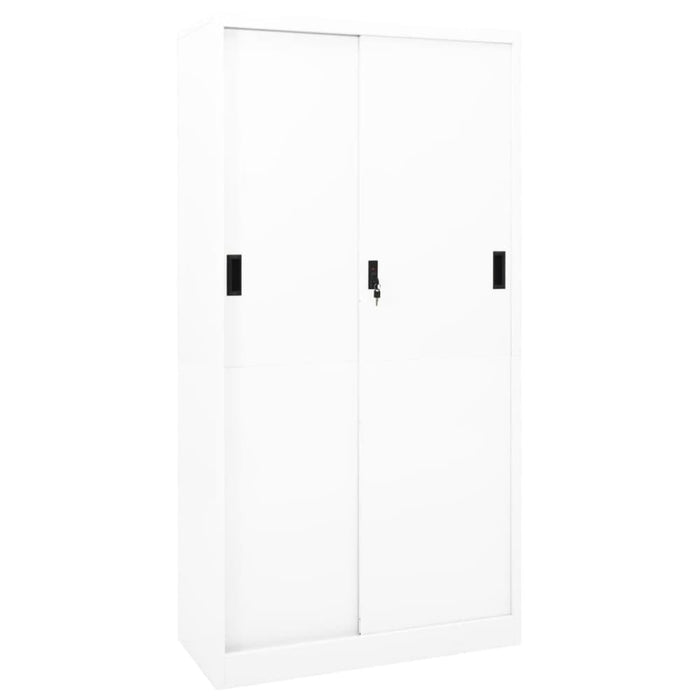 Office Cabinet With Sliding Door White 90x40x180 Cm Steel