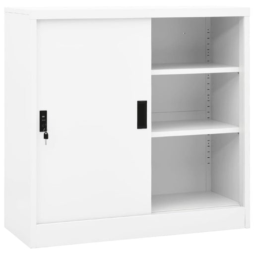 Office Cabinet with Sliding Door White 90x40x90 Cm Steel
