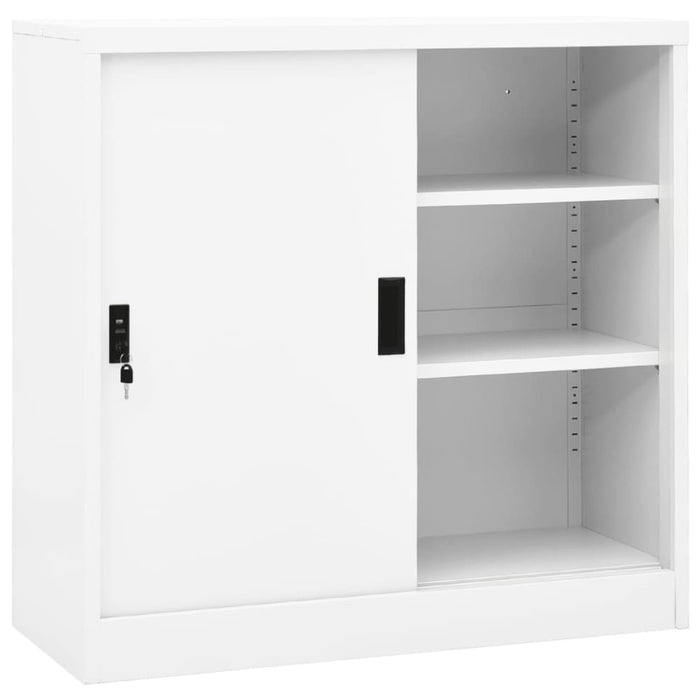 Office Cabinet with Sliding Door White 90x40x90 Cm Steel