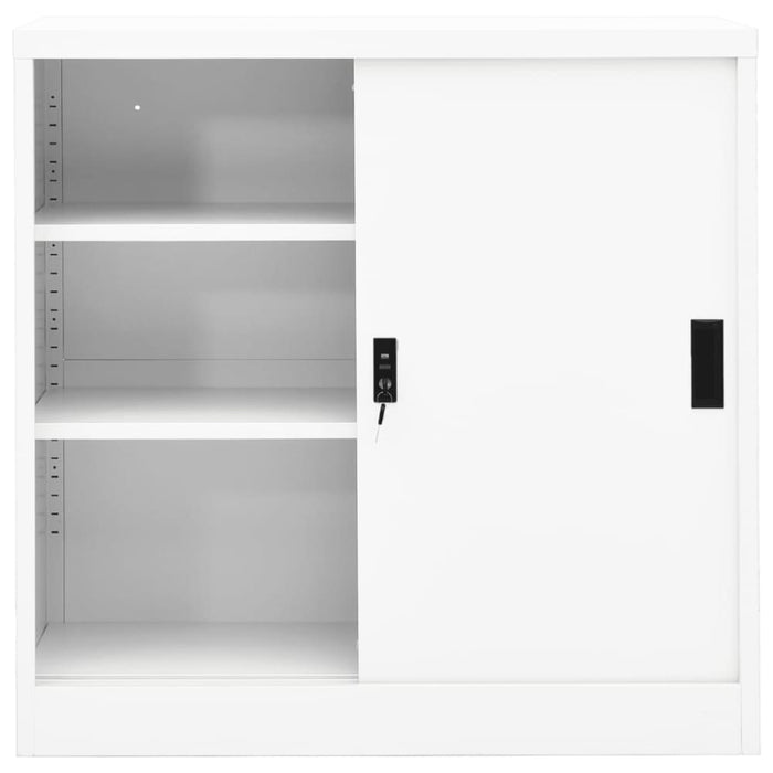 Office Cabinet with Sliding Door White 90x40x90 Cm Steel