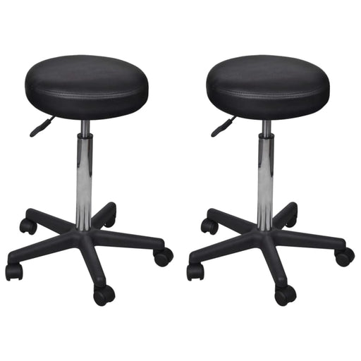 Office Stools 2 Pcs Black 35.5x98 Cm Faux Leather Xiioil