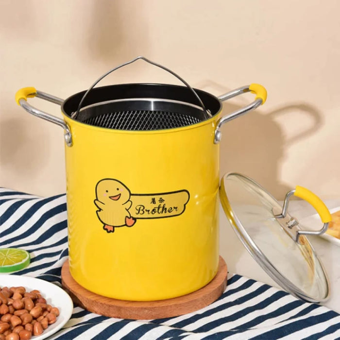 Oil Filter Deep Fryer Pot With Rack And Lid