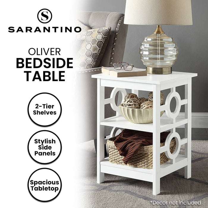 Oliver 2-tier Bedside Table - White