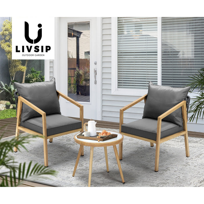 Outdoor Bistro Set Dining Chairs Table Patio Furniture Setting 3 Piece