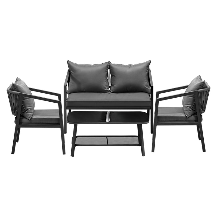 4Pcs Garden Outdoor Furniture Setting Lounge Patio Sofa Table Chairs Set