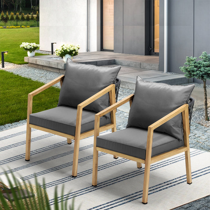 2Pcs Outdoor Furniture Chairs Garden Patio Lounge Set Steel Frame Beige