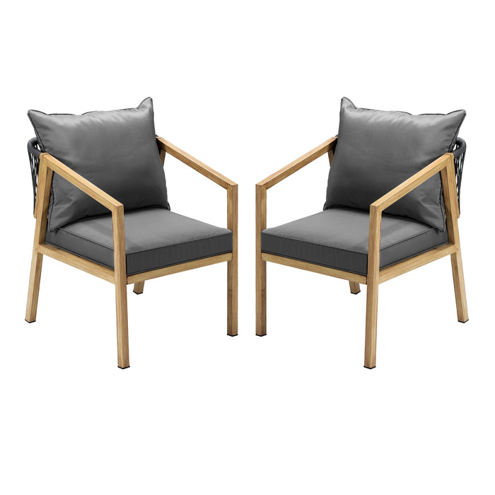 2Pcs Outdoor Furniture Chairs Garden Patio Lounge Set Steel Frame Beige