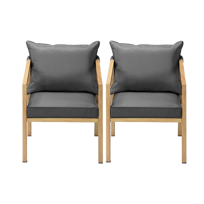 2Pcs Outdoor Furniture Chairs Garden Patio Lounge Set Steel Frame Beige