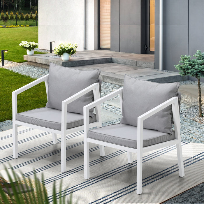 2Pcs Outdoor Furniture Chairs Garden Patio Lounge Set Steel Frame White
