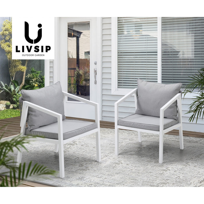 2Pcs Outdoor Furniture Chairs Garden Patio Lounge Set Steel Frame White