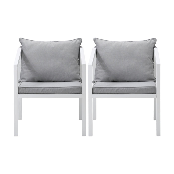 2Pcs Outdoor Furniture Chairs Garden Patio Lounge Set Steel Frame White