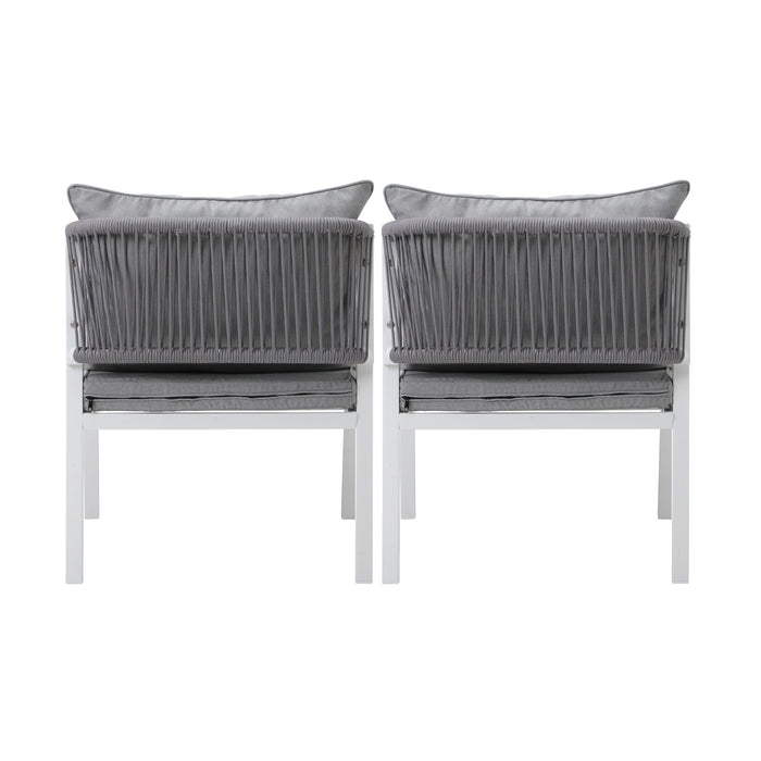 2Pcs Outdoor Furniture Chairs Garden Patio Lounge Set Steel Frame White