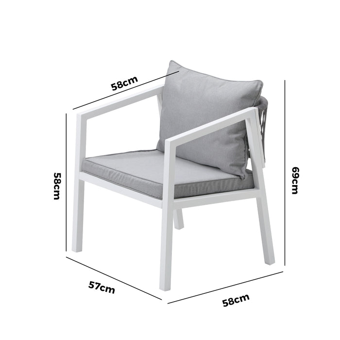 2Pcs Outdoor Furniture Chairs Garden Patio Lounge Set Steel Frame White