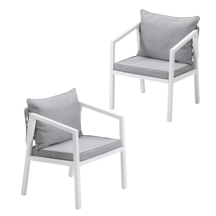 2Pcs Outdoor Furniture Chairs Garden Patio Lounge Set Steel Frame White